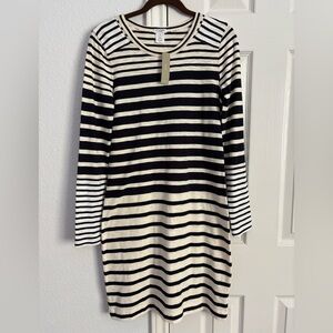 NWT Altuzarra for J.Crew Striped Cotton Navy/White Long Sleeve Dress XS 93039